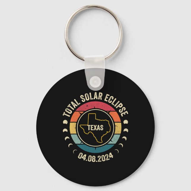 Porte-clés Texas Total Solar Eclipse 2024 Totalité américaine (Recto)