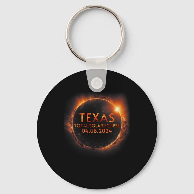 Porte-clés Texas Total Solar Eclipse Avril 8 2024 Texas Solar (Recto)
