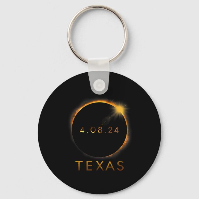 Porte-clés Texas Total Solar Eclipse Avril 8 2024 Texas Solar (Recto)