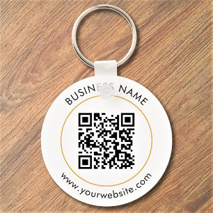 Porte-clés Texte de code QR personnalisé moderne noir blanc a