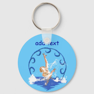 Porte-clés texte de coutume de sirene de natation