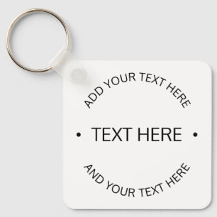 Porte-clés Texte éditable Simple Moderne   Blanc & Noir