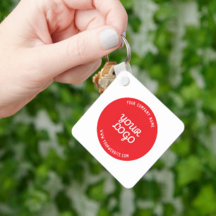 Porte-clés Texte éditable & Votre logo Noël Rouge des Fêtes