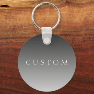 Porte-clés Texte élégant sur un dégradé ombré gris simple mod