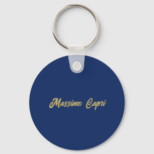 Porte-clés Texte en gras de couleur or bleu foncé minimaliste