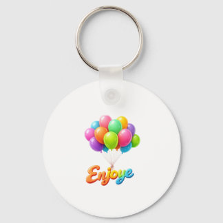Porte-clés texte flottant « Enjoye » ballon coloré