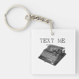 Porte-clés Texte j'illustration antique de machine à écrire