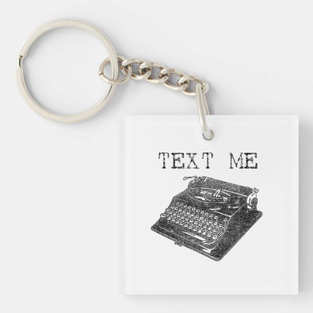 Porte-clés Texte j'illustration antique de machine à écrire (Devant)