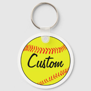 Porte-clés Texte personnalisé Blanc Fastpitch Softball Team P