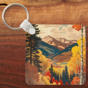 Porte-clés Texte personnalisé d'automne vintage dans les mont