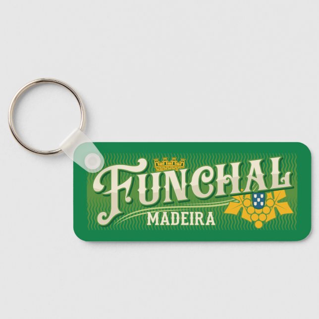 Porte-clés Texte personnalisé Funchal Madeira (Verso)