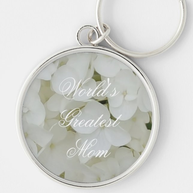 Porte-clés Texte Personnalisé Hydrangea Fleur Blanche Fleurs  (Devant)