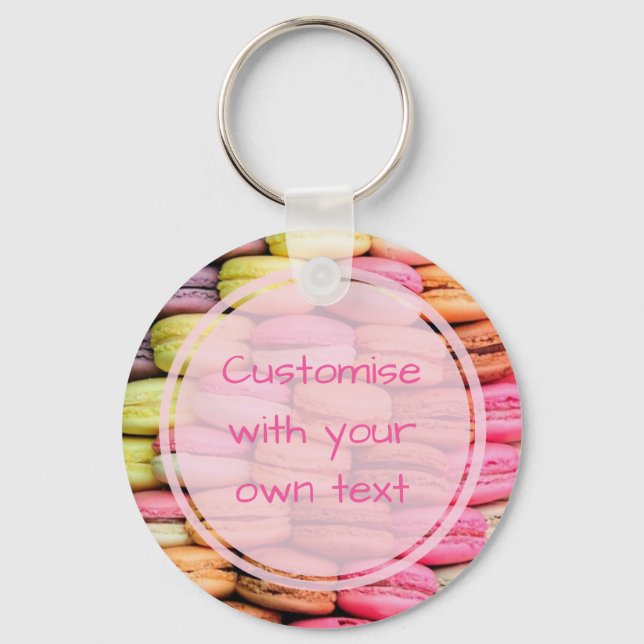 Porte-clés Texte personnalisé Macarons originaux (Recto)