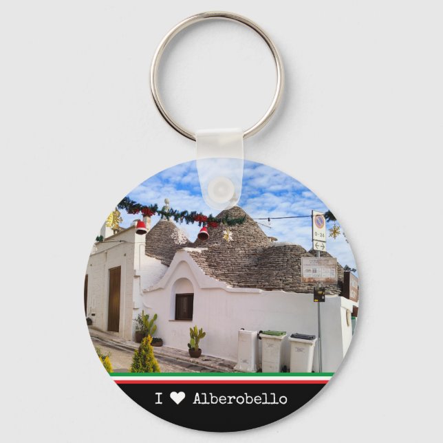 Porte-clés Texte personnalisé, maisons trulli en Alberobello (Recto)