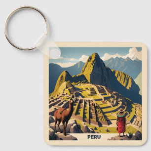 Porte-clés Texte personnalisé Pérou Machu Picchu
