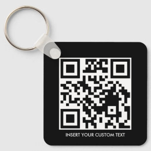 Porte-clés texte personnalisé QR moderne noir