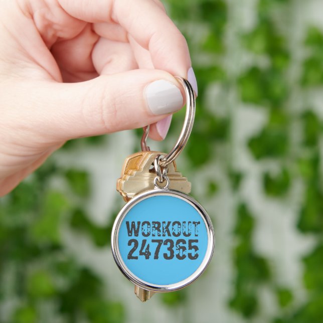 Porte-clés Texte usé et rayé Workout 247365 bleu (main)