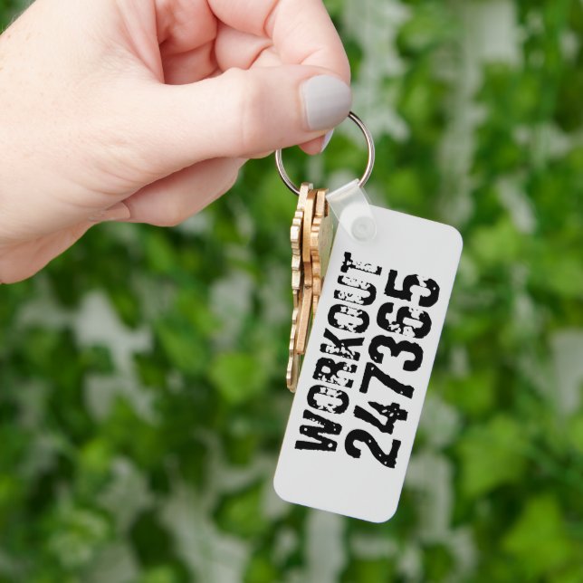 Porte-clés Texte usé et rayé Workout 247365 noir (main)