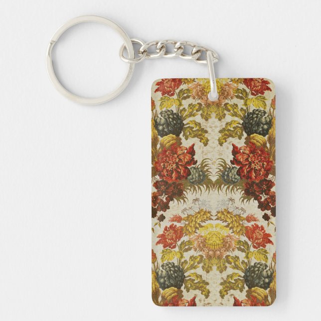 Porte-clés Textile avec un motif floral de répétition (Devant)