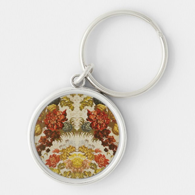 Porte-clés Textile avec un motif floral de répétition (Devant)