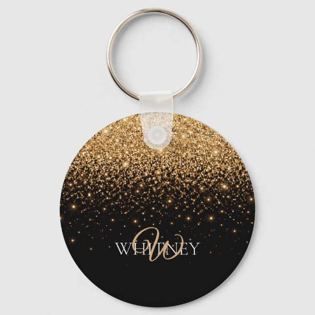 Porte-clés Texture de luxe élégant avec paillettes dorées     (Recto)
