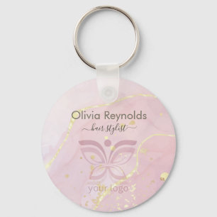 Porte-clés Texture minimaliste moderne en marbre superposé Or