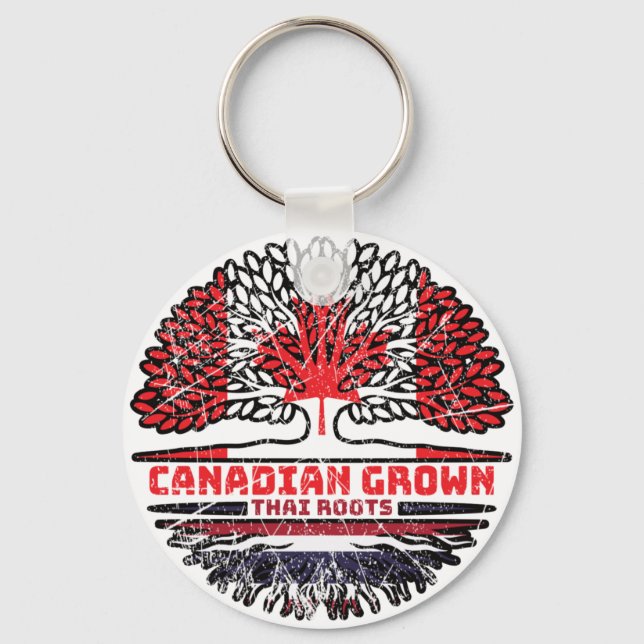 Porte-clés Thaïlande Canada drapeau canadien des racines d'ar (Recto)