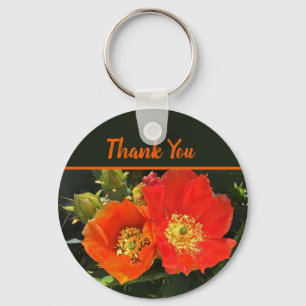 Porte-clés Thank You Bright Red Cactus Bloom Photo Flower