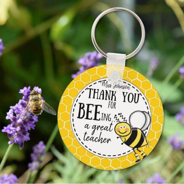 Porte-clés thank you for bee-ing a great teacher bee (Créateur téléchargé)