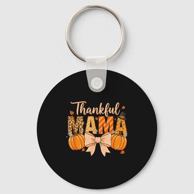 Porte-clés Thankful Mama Pumpkin Fall Coquette Bow Thanksgivi (Recto)