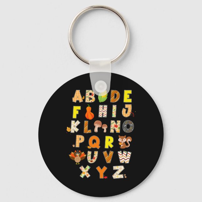 Porte-clés Thanksgiving Alphabet Funny Turkey Fall Preschool (Recto)