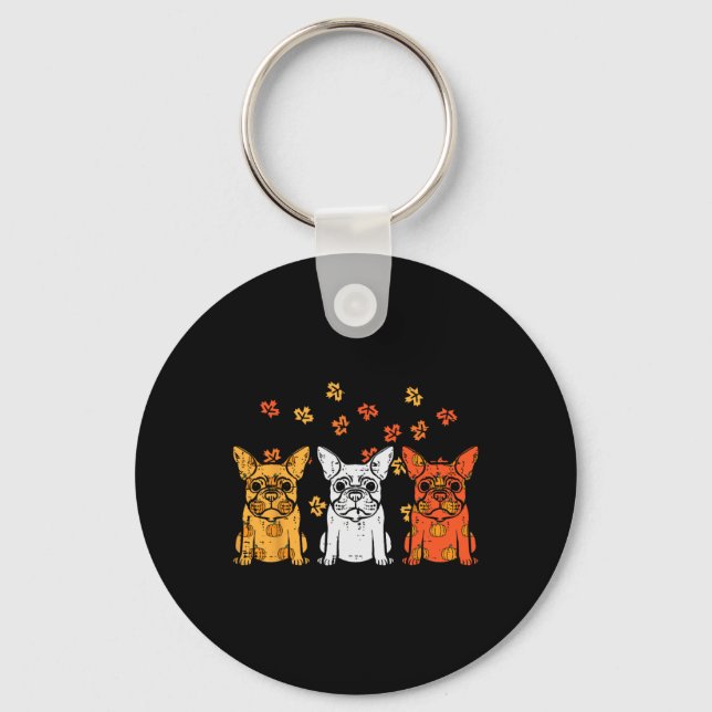Porte-clés Thanksgiving French Buldog Fall Frenchie Dog Men (Recto)