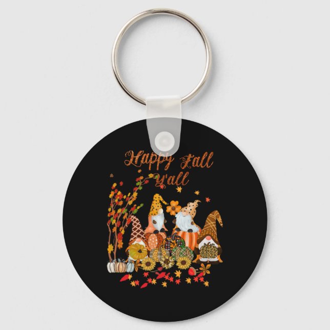 Porte-clés Thanksgiving Happy Fall Yall Gnome Leopard (Recto)