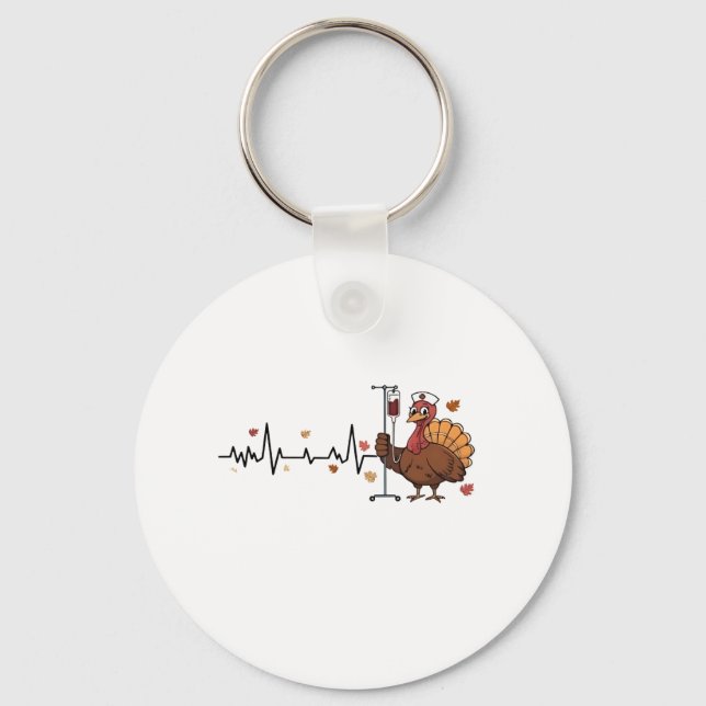 Porte-clés Thanksgiving Heartbeat Turkey Nurse Pulse Fall RN (Recto)