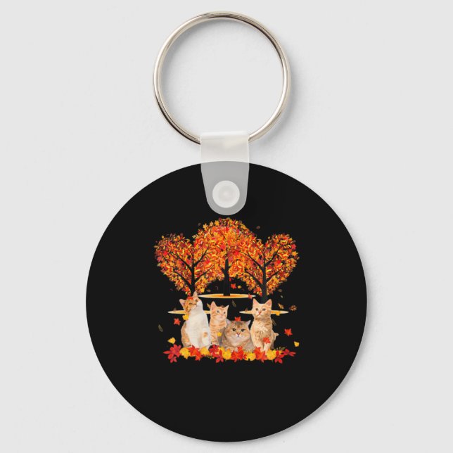 Porte-clés Thanksgiving Maple Cat Heart Shape Tree Leaf (Recto)