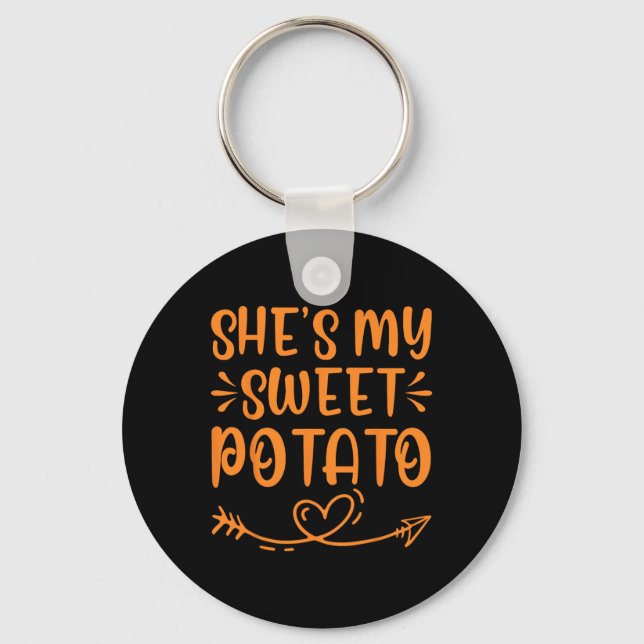 Porte-clés Thanksgiving Matching Couple She's My Sweet Potato (Recto)