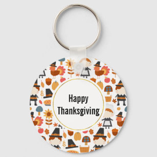 Porte-clés Thanksgiving Pilgrims Harvest Pattern