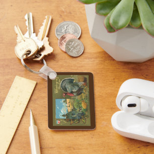 Porte-clés Thanksgiving vintage, Turquie à la ferme