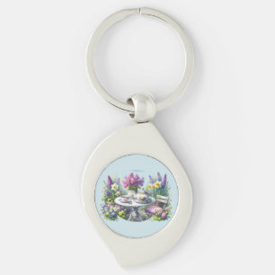 Porte-clés Thé à la Fleur Vintage dans le Jardin