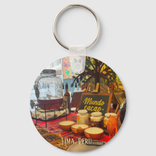 Porte-clés Thé au chocolat à Lima, Pérou sur un porte - clé