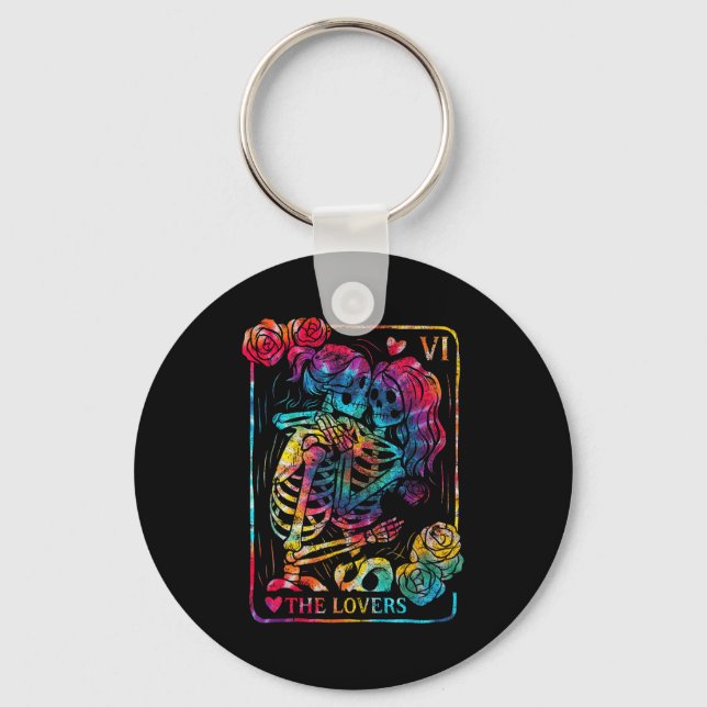 Porte-clés The Lovers Tarot Card Gothic Occult Kissing Skelet (Recto)