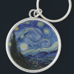 Porte-clés The Starry Night Keychain<br><div class="desc">The Starry Night by Vincent van Gogh Keychain The Starry Night is a painting by Dutch post-impressionist artist Vincent van Gogh. The painting depicts the view outside his sanitarium room window at night, although it was painted from memory during the day. The center part shows the village of Saint-Rémy under...</div>