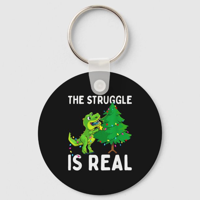 Porte-clés The Struggle Is Real Dinosaur &amp; X-mas Tree Chr (Recto)