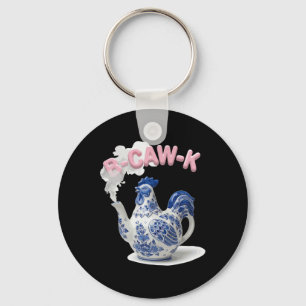Porte-clés Théière en porcelaine drôle B-caw-k Poulet B-caw-k