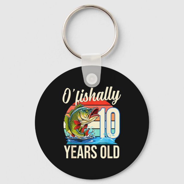 Porte-clés Thème d'anniversaire de pêche O'fishally 10 ans (Recto)