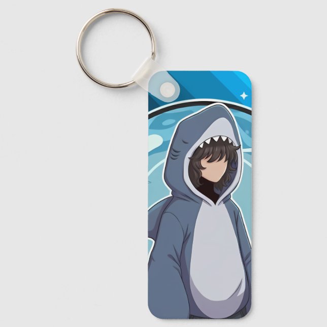 Porte-clés Thème de café en costume de requin (Recto)