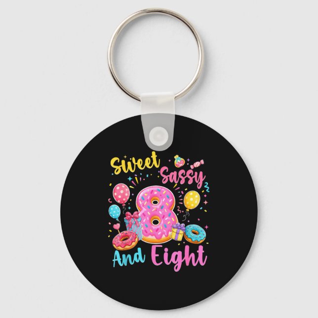 Porte-clés Thème de donut sucré pour le 8ème anniversaire de  (Recto)