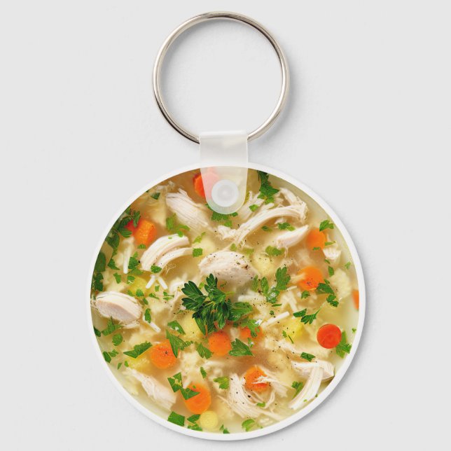 Porte-clés Thème de soupe de nouilles de poulet amusant  (Recto)
