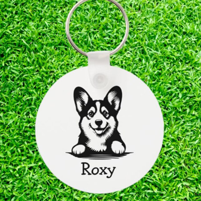 Porte-clés Thème personnalisé Corgi Puppy (Carry your love for Corgis everywhere with a personalized Corgi puppy keychain.)