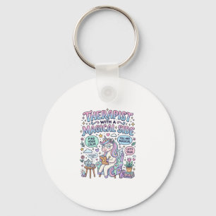 Porte-clés Thérapeute Licorne avec un Cadeau Magique sur le C